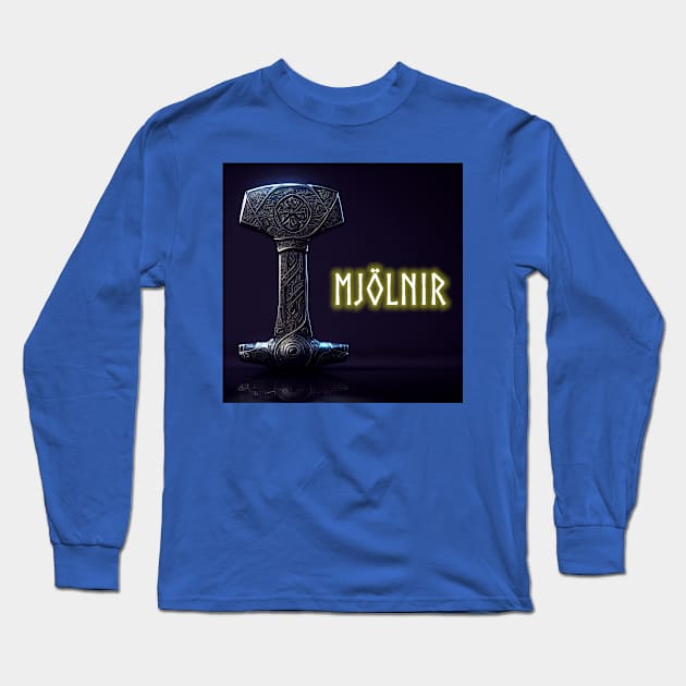 Mighty Mjolnir Thor Hammer Norse Long Sleeve T-Shirt by Grassroots Green